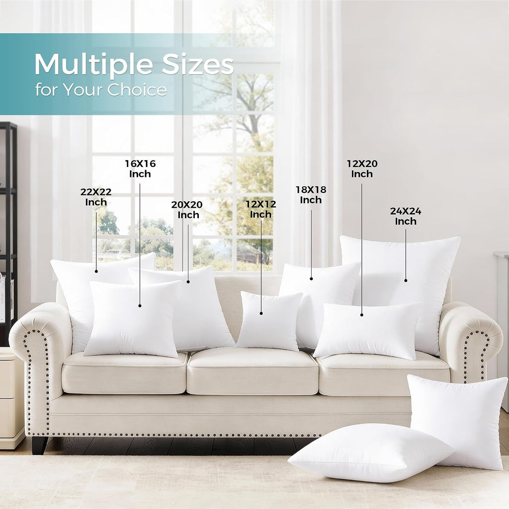 18x18 Throw Pillow Inserts - Supportive & Fluffy Down Alternative Pillow Forms for Couch, Sofa & Bed, Indoor - Set of 2