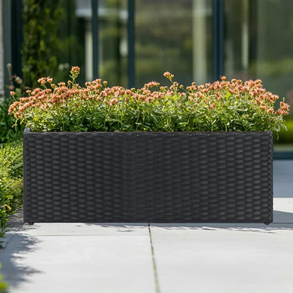 Large Rectangular Planter for Outdoor Rattan Block Box 30x12x16''