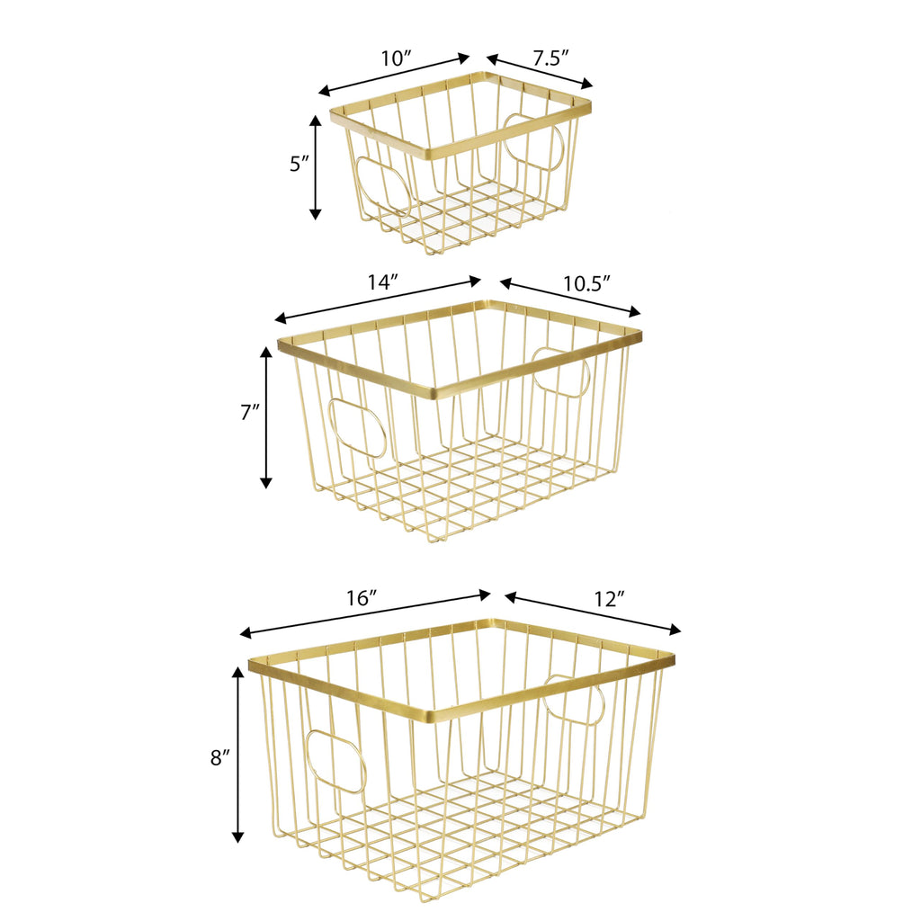 Camden 6-Piece Nesting Baskets Industrial Wire 16", Gold