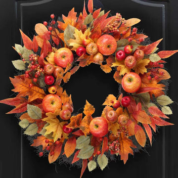 Fall Wreath for Front Door 24 inch Autumn Thanksgiving Wreath
