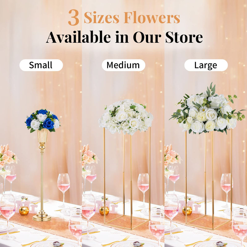 Flower Ball Arrangement Bouquet - 10 Pcs 9.5 inch Diameter Royal Blue Fake Flowers Roses Balls for Centerpieces