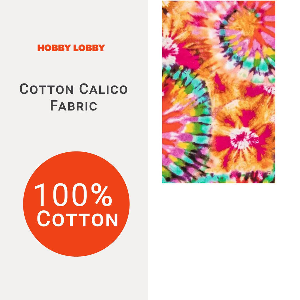Tie-Dye Cotton Calico Fabric, 1 Yard