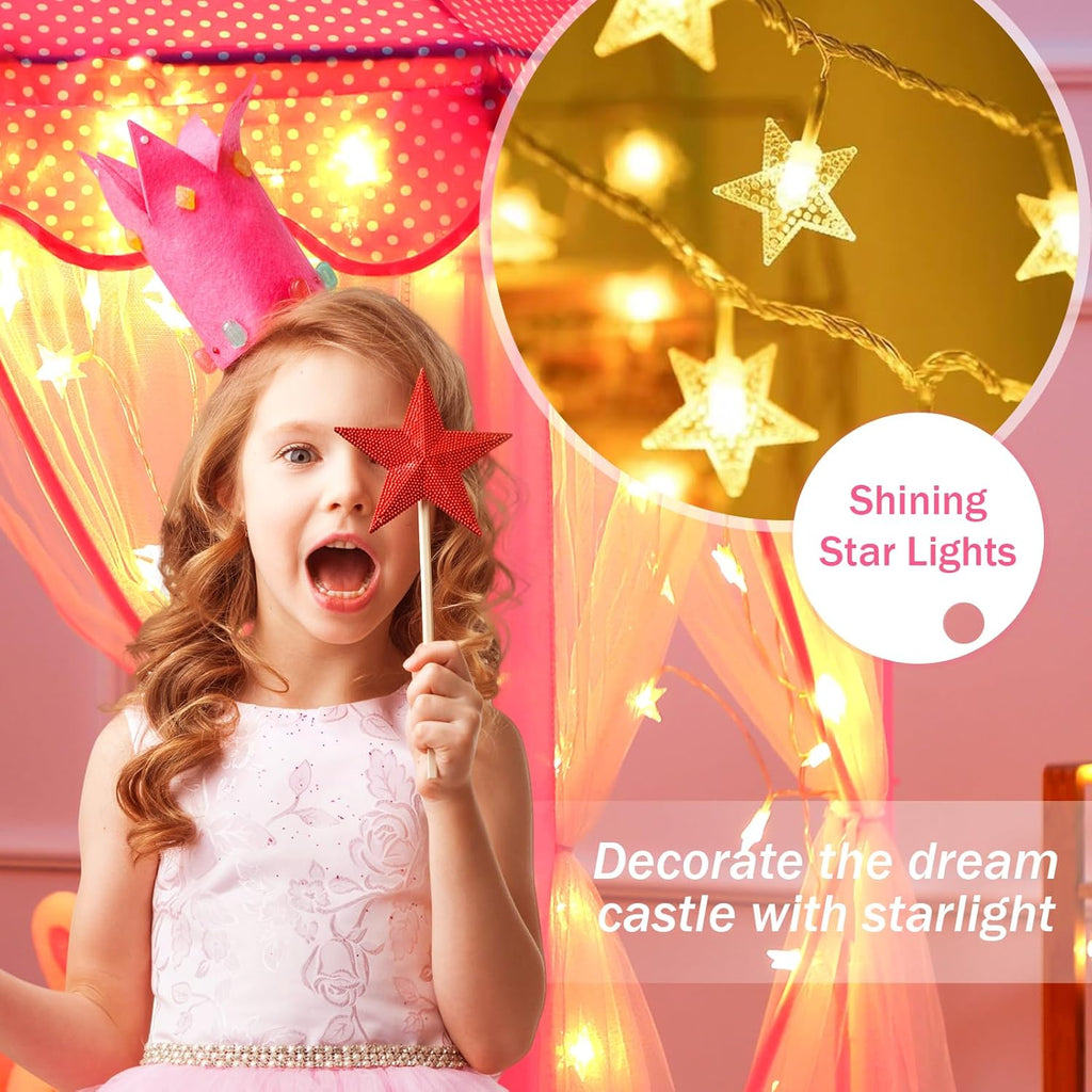 Princess Tent Girls Large Playhouse Kids Castle Play Tent with Star Lights Toy for Children Indoor and Outdoor Games