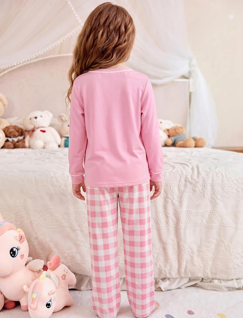 Girls Pajamas Set 2 Piece Long Sleeve Sleepwear Cozy Pj Loungewear