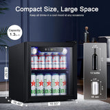 Mini Fridge Cooler - 12 Bottle 48 Can Beverage Refrigerator Glass Door for Drink