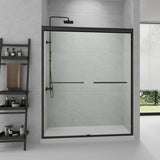 Semi-Frameless Sliding Shower Door W: 60 x H:72 Inches, Bathroom Sliding Door Easy to Install, 1/4 "Clear Glass
