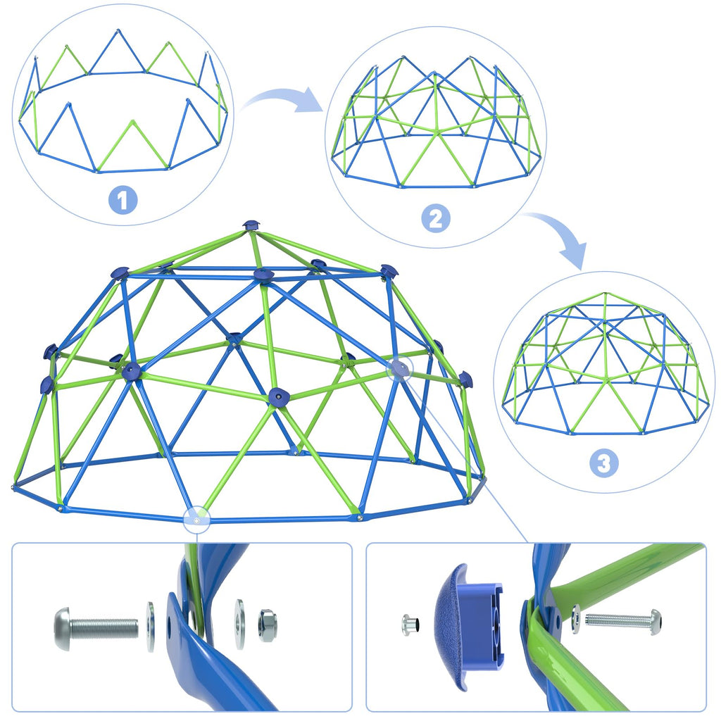 Climbing Dome with Saucer Swing, 10FT Jungle Gym, 800 lb Capacity