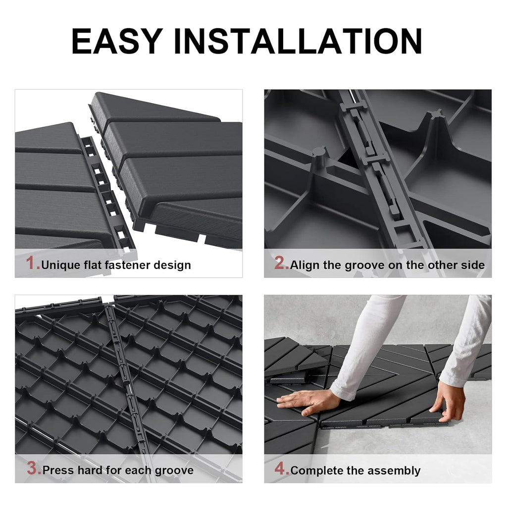 9 Pack Interlocking Deck Tiles, 12"x12" Patio Pavers, Heavy Duty Plastic Outdoor Flooring with Drainage, Waterproof