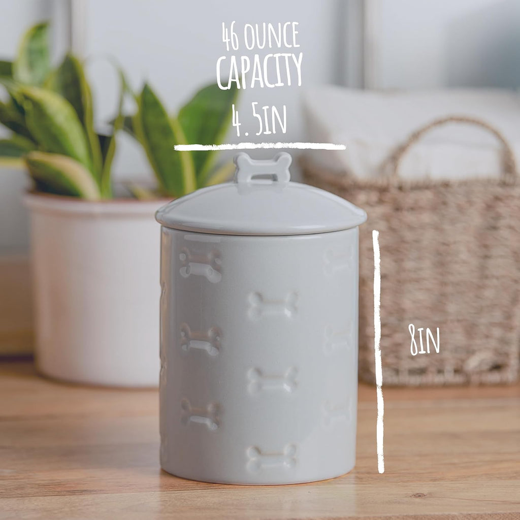 Ceramic Pet Treat Jar with Airtight Lid for Dogs, Cats, Puppies and More, Chic Kitchen Countertop Container
