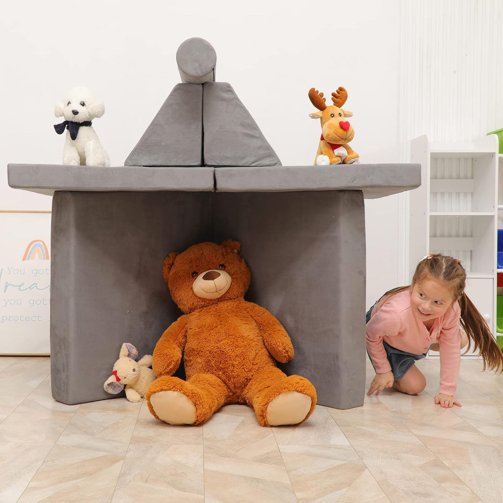 Modular Kids Play Couch, Kids Couch Building Fort for Playroom, Children Convertible Foam Cushion for Boys and Girls