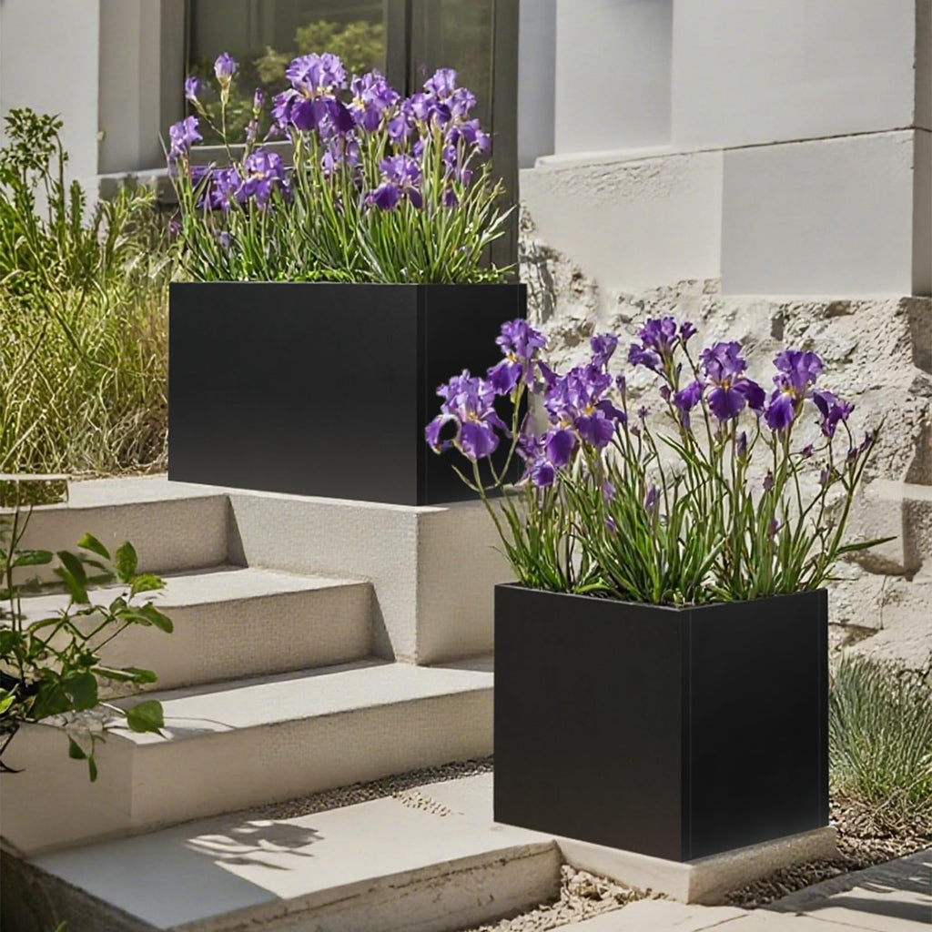 Black Planter Box 36" L x 12" W x 16" H, Rectangular Metal Planter