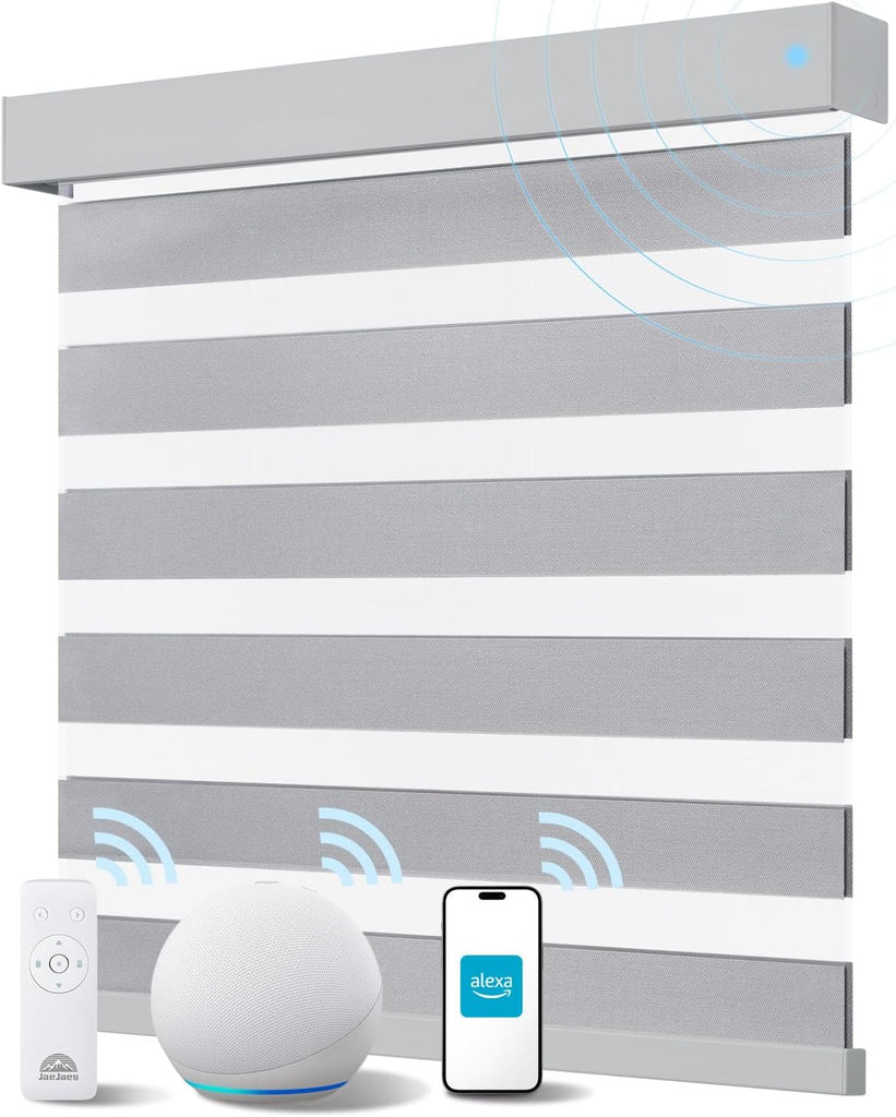 Smart Zebra Blinds for Windows, Alexa Motorized Blinds with  - Gray