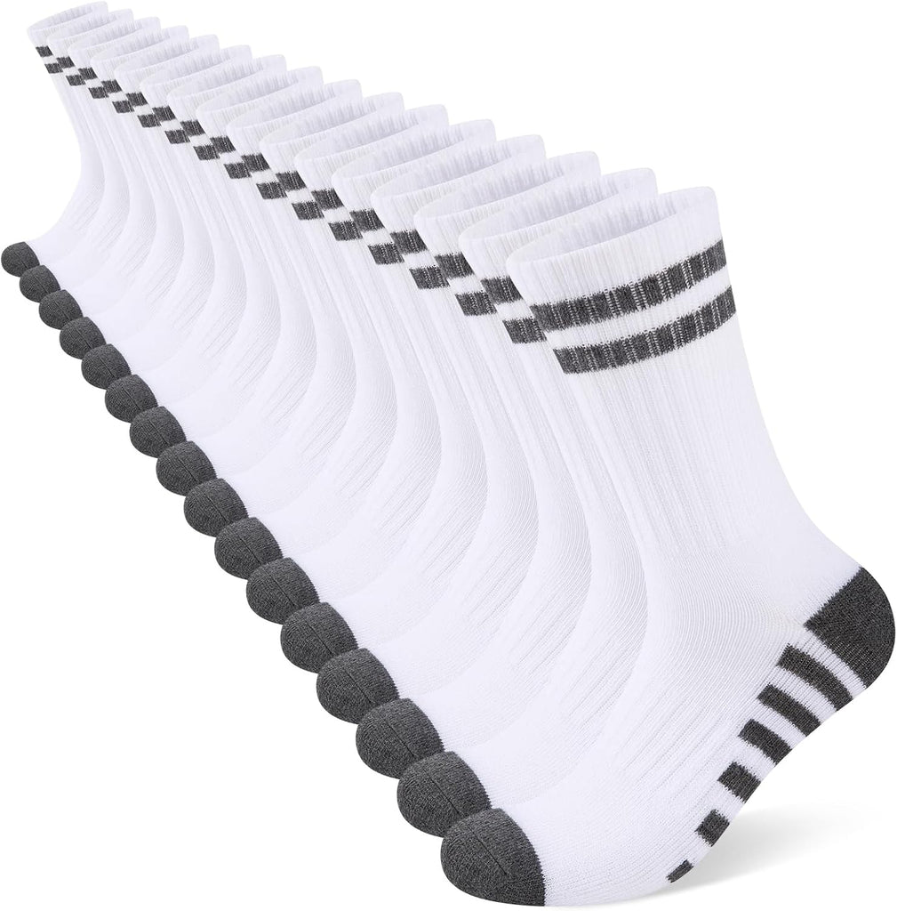 Boys Crew Calf Kids Socks for Boys Athletic School Long Half Cushioned Socks 8 Pairs