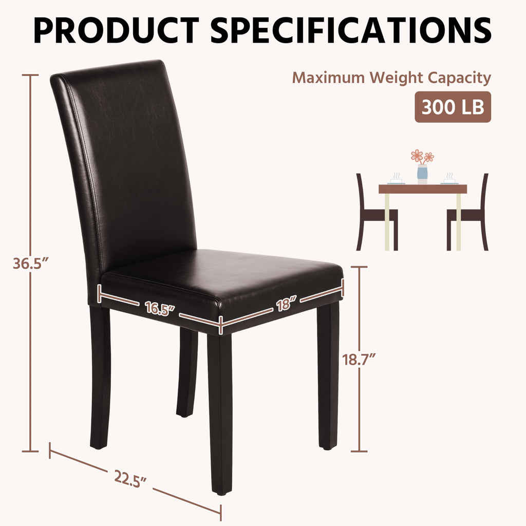 Set of 4 Upholstered Kitchen Chairs Dark Brown