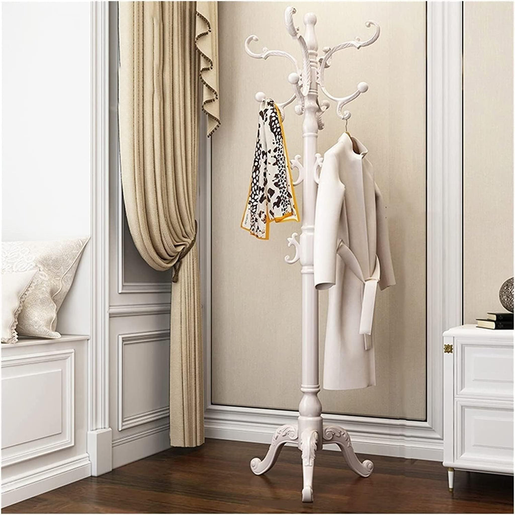 Standing Coat Rack Wood Classical Coat Rack Test Hanger Floor Coat Rack Coat Rack Freestanding (Color : White)