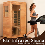 1 Person Infrared Dry Sauna for Home, Low EMF Indoor Sauna Box, Premium Wood Build with 960W Carbon Panels