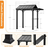 Grill Gazebo 6' x 8' with Galvanized Steel Roof and Pergola  - Image 3