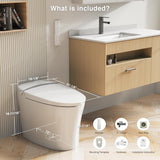 Elongated Smart Toilet with Bidet, Tankless One-Piece Design with Foot Sensor Auto Flush, Heated Seat