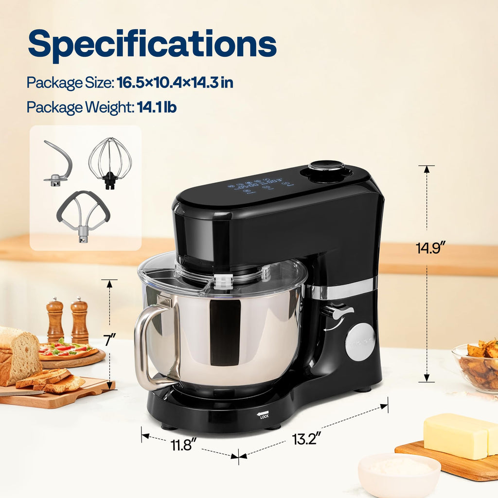 Stand Mixer with Dough Proofing, 6-Quart Tilt-Head Mixer, Black