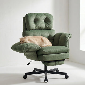 Criss Cross Office Chair with Foot Rest, Big and Tall Office Desk Chairs with Flip Armrests for Pets & Cross Legged