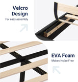King Bed Frame Platform Bed with Fabric Upholstered Headboard and Wooden Slats Support