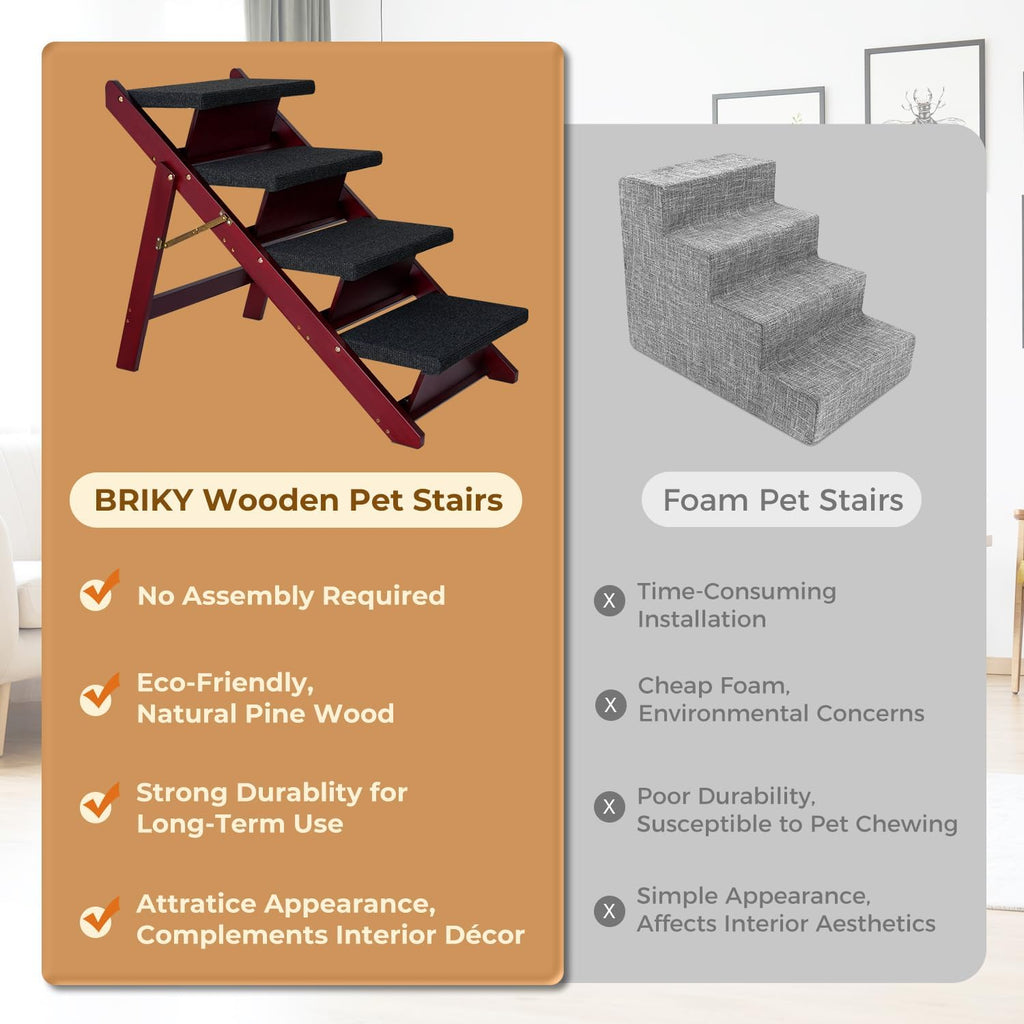 Wooden Dog Stairs/Steps, Foldable 4 Steps