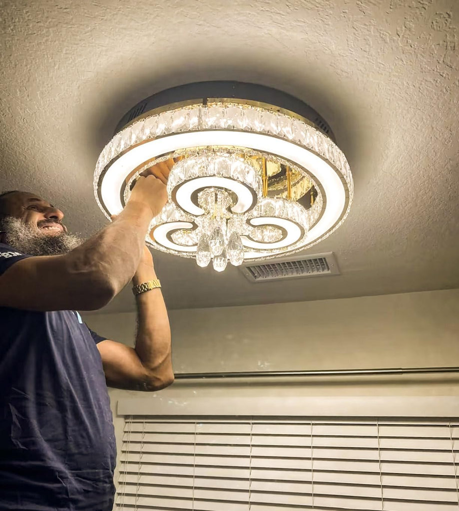 Modern Chandeliers Bedroom LED Light Crystal Flush Mount Ceiling Lights for Dining Room Gold Chandelier Sparkling