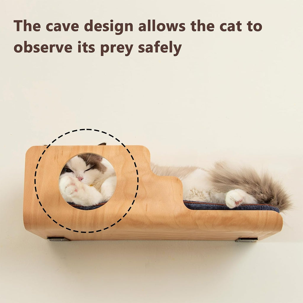 Cat Wall Shelves, Creative Design Cat Shelf with Peephole, 19 x 10 inch Cats Wall Furniture with Comfortable Pad