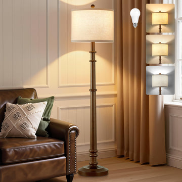 Floor Lamps - 60" Farmhouse Floor Lamp with Adjustable Color Temperatures - Vintage Standing Lamp Reading Light with