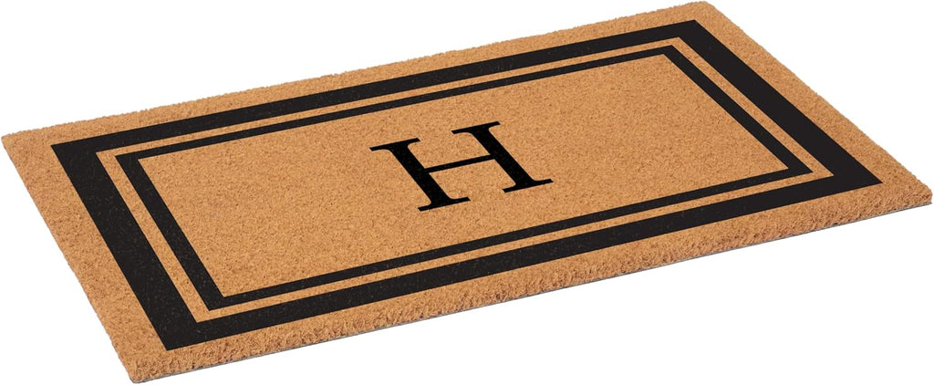 152962436H Black Border 24" x 36" Monogram Doormat, (Letter H)