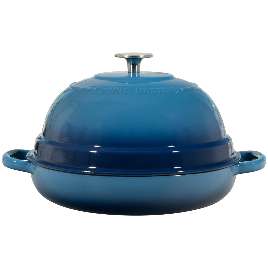Enameled Cast Iron Dutch Oven Pot with Lid, Round Bread Oven made Sourdough Bread Baking, 6 Quart, Lake Blue