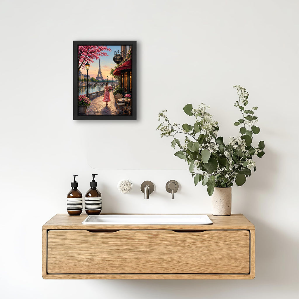 Paris Eiffel Tower Decor Wall, Romantic Seine River Picture 16"x24"