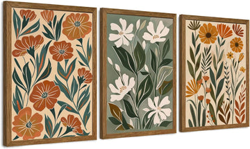 3 Pieces Boho Floral Decor Flower Market Wall Art, 12x16 Inch - Set of 3