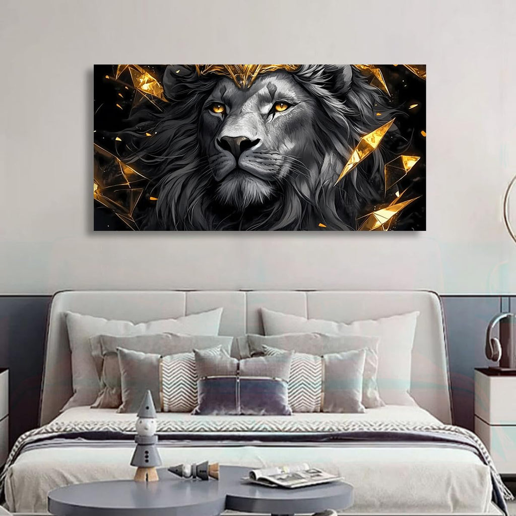 Black Lion Pictures Canvas Wall Art Office Bedroom Wall Decor, Beast of Prey Wall Art Print Modern Noble Black Lion