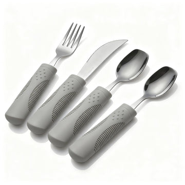 7 oz Heavy Weighted Adaptive Utensils Set with Rocker Knife - Maximum Weighted Silverware for Severe Parkinson's