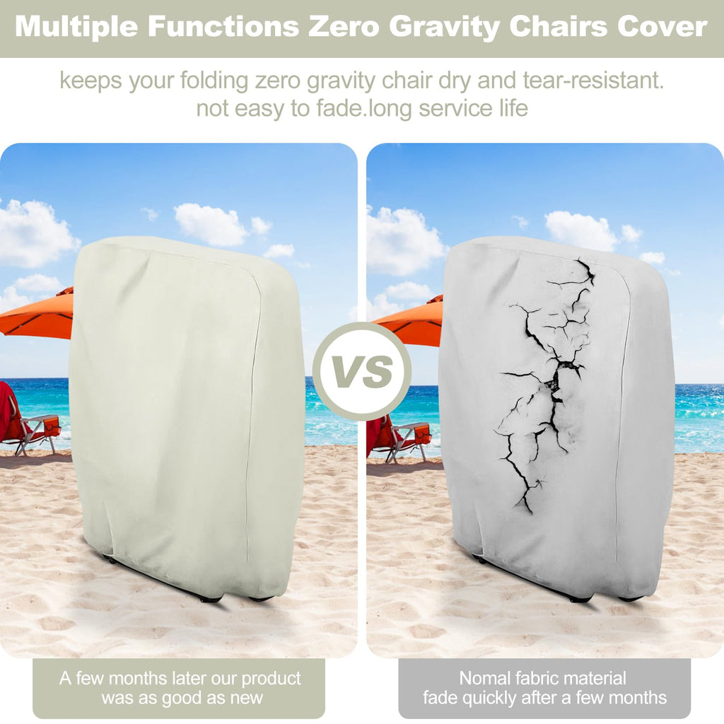 Outdoor Folding Chair Covers 2PCS, Zero Gravity Chair Cover 28" W x 13" D x 43" H, Waterproof 210D Oxford Funiture