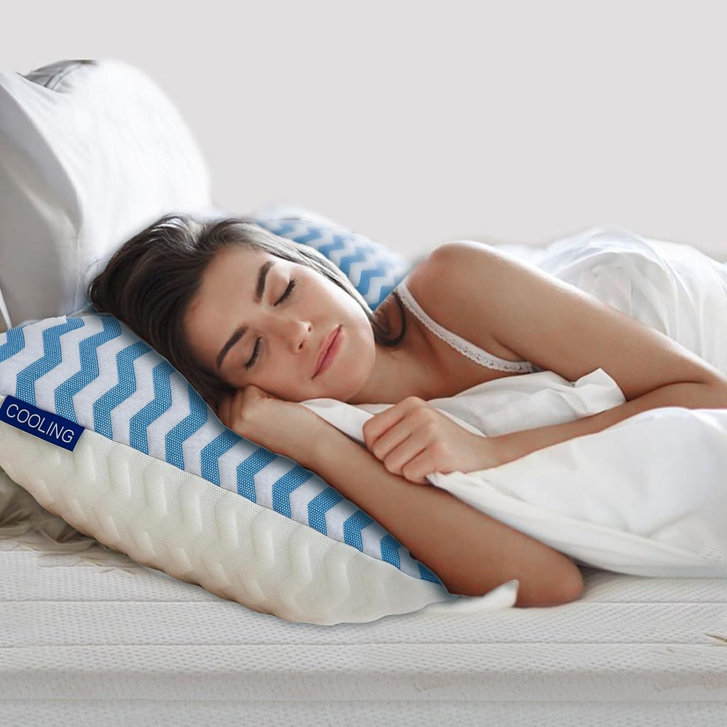 Pillows Queen Size Set of 2- Adjustable Firm Shredded Memory Foam Pillows - Side Sleeper Bed Pillows for Adults with