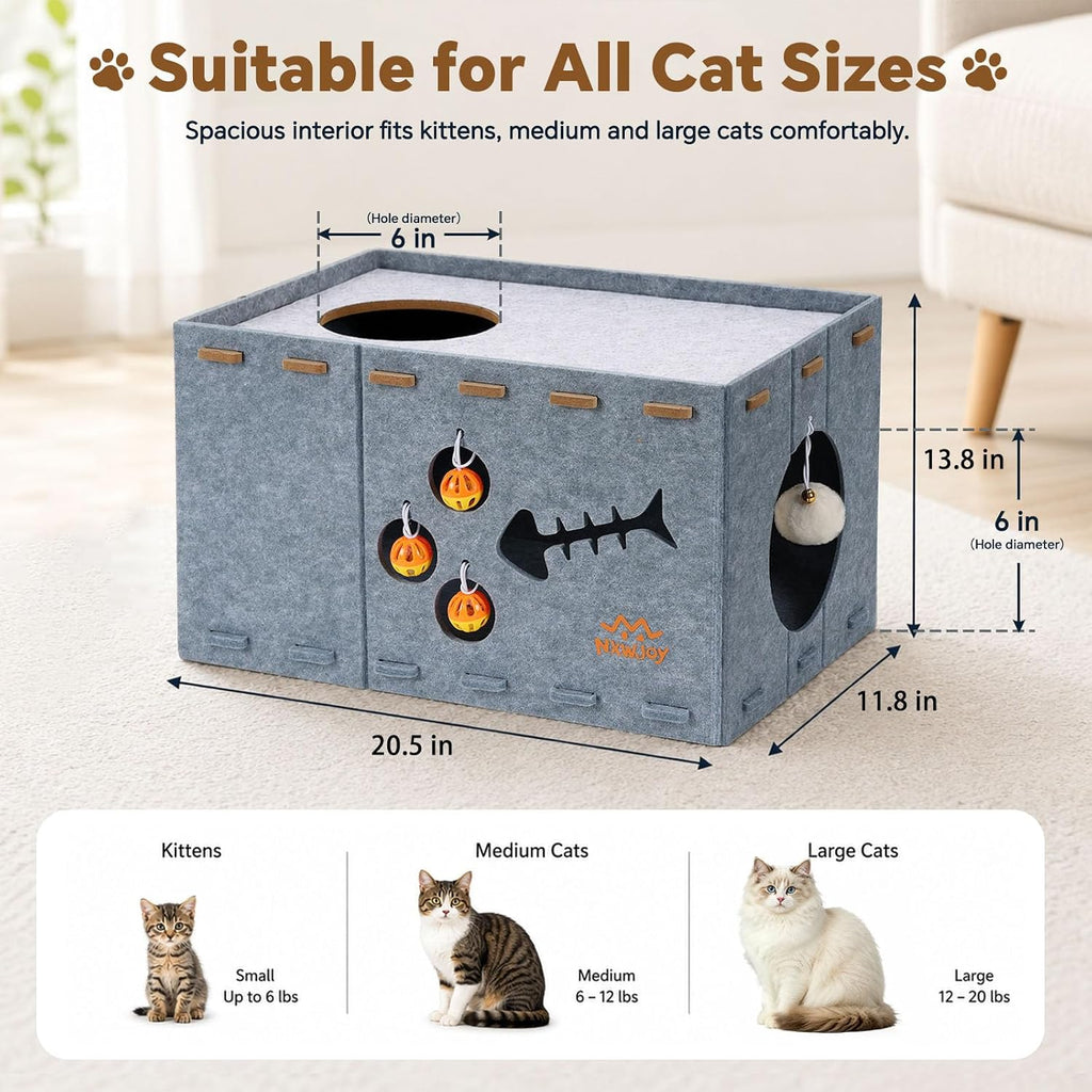 Cat House for Indoor Cats Cat Cave Bed Felt Peekaboo