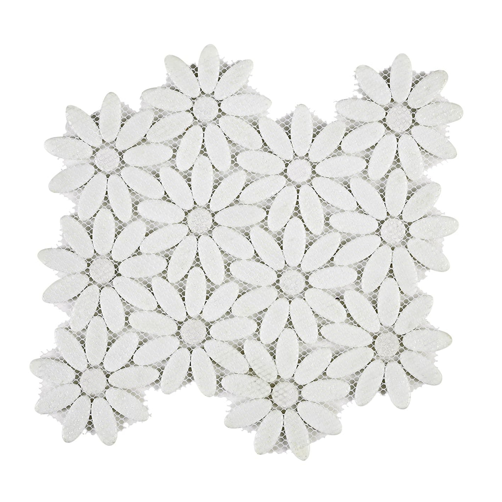 5 Sheets Marble Flowers Mosaic Wall and Floor Tiles 12.2 * 12.6 Inches 1.07 sq.ft (Brushed Marble)
