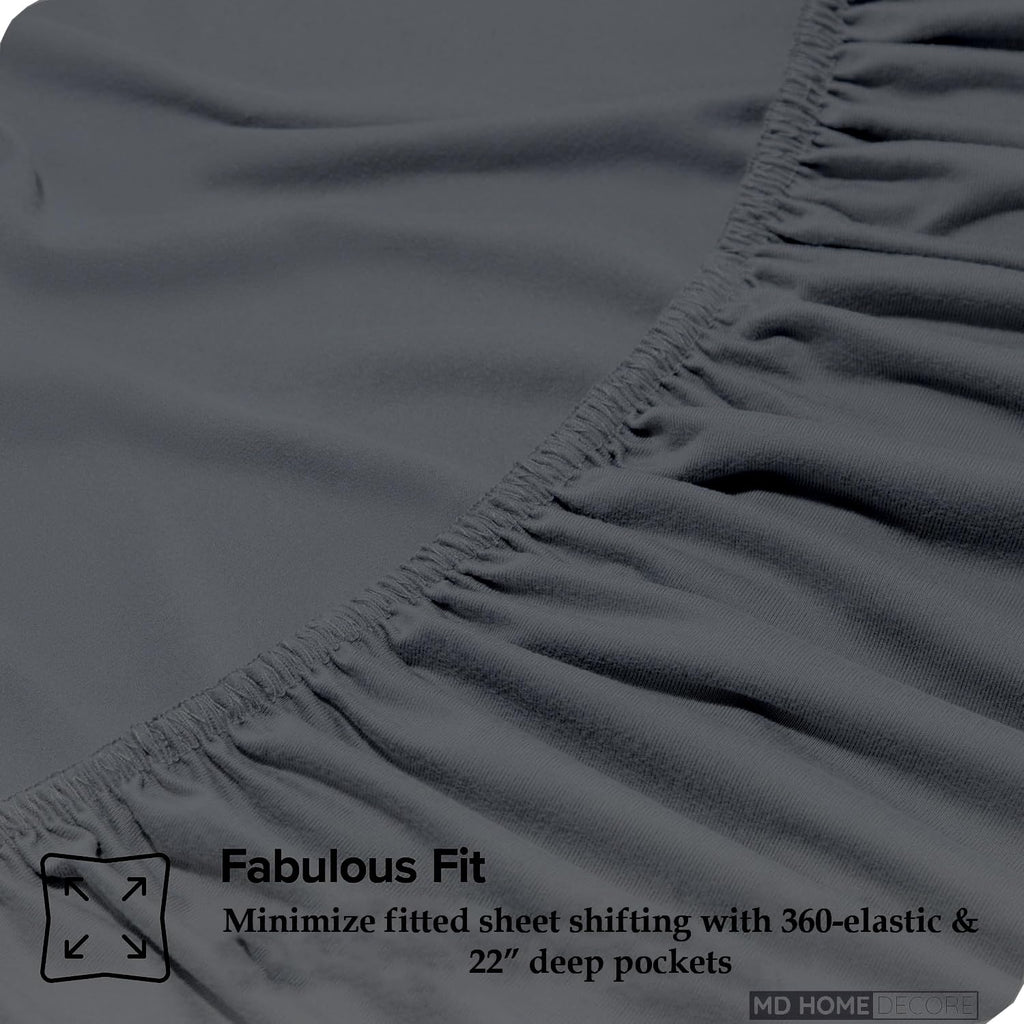 Extra Deep Pocket Sheets (4-Piece) 100% Egyptian Cotton 400 Thread Count Bed Sheet Set 22 inch Deep Pocket of Fitted