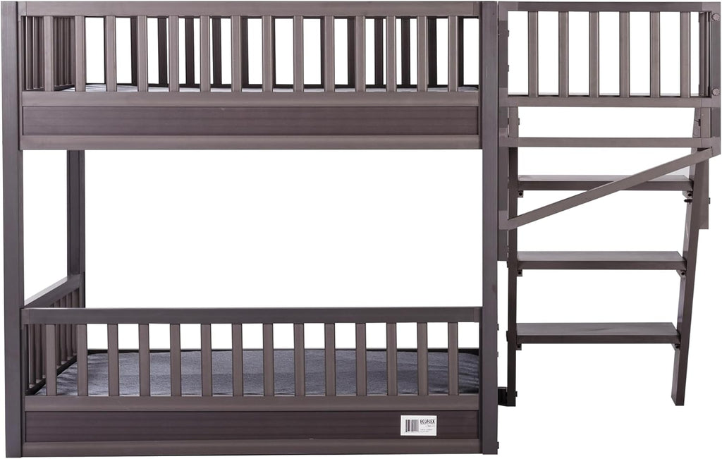 ECOFLEX Aspen Dog Bunk Bed in Grey, Memory Foam Cushions, Wide Stairs, Non Toxic, Easy Assembly