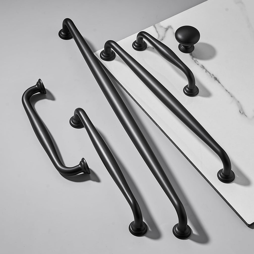 10 Pack Cabinet Handles-6.3"/160mm Screw Spacing Matte Black Furniture Hardware Handles Cabinets Bedroom Dresser