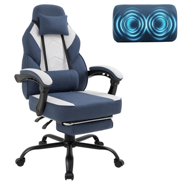 Gaming Chair for Adults with Massage Lumbar Support, Fabric Blue