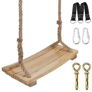 2026 Upgraded Large Wooden Swing Seat, 24"x 8", Hanging Tree Swing, 500lbs Load, Adjustable Hemp Rope & Tree Straps