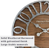 Presentime & Co Vintage Farmhouse Series, Galvanized Rustic Barnwood Clock, 19.5 inch