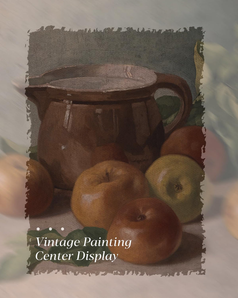 Gold Framed Vintage Wall Art Harvest Apples Still Life Oil Painting Large Cottagecore Room Decor Picture Canvas Print