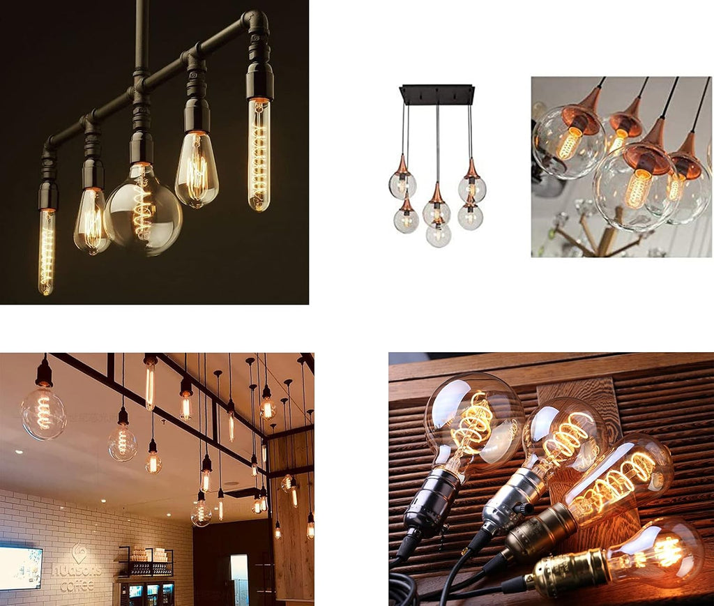 Antique Flexible Spiral LED Filament Light Bulb, LED Decorative Light Bulb, 250Lm Dimmable 3W Equivalent to