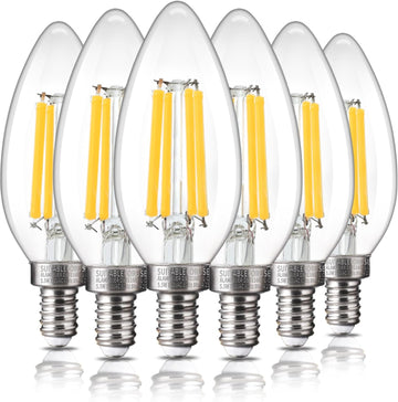 6 Pack Chandelier Light Bulbs 100 Watt Equivalent, 800LM Bright Dimmable LED Light Bulb, E12 Base, 5000K Daylight