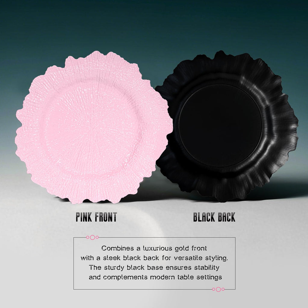 Pink Charger Plates Bulk 10Pcs - 13" Elegant Pink Chargers for Dinner Plates, Wedding & Event Decorative Charger