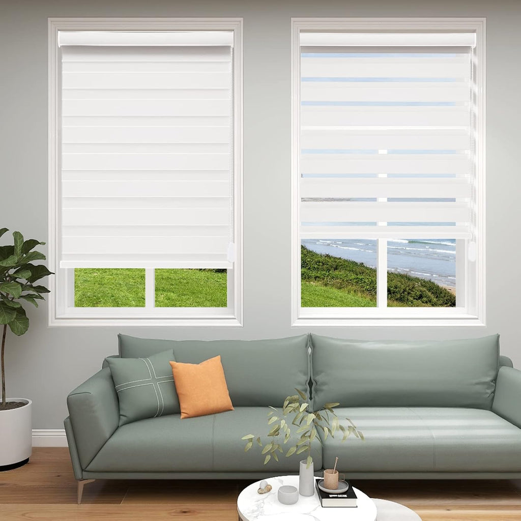 Zebra Blinds for Indoor Windows with Cord Custom Size Blackout, Corded Zebra Roller Shades for Sliding Glass Door